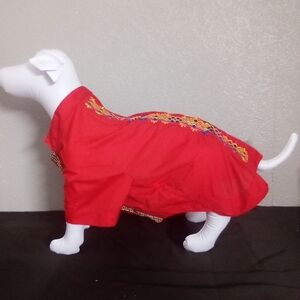 Red Dog Coat with Embroidered Design ( Box ED )